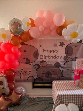 Cute Capybara Birthday Party Background - Adorable Animal Theme Decor